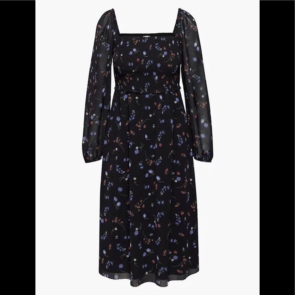 Aritzia Black Floral Midi Dress